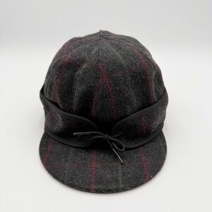 Stormy Kromer Original Cap Men 7 3/8 Charcoal Plaid Wool Blend Ear Flaps USA